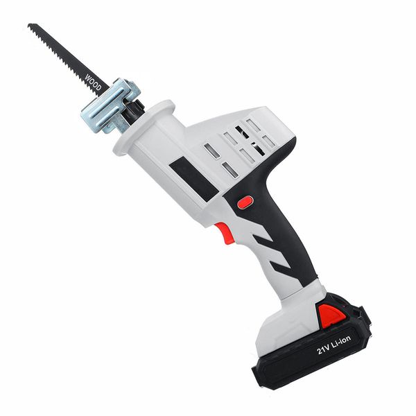 21 V 2000 mAh Portatile Cordless Elettrico Li-Ion Sega Alternativa Legno Metallo Seghe Utensile Da Taglio W 2 Lame