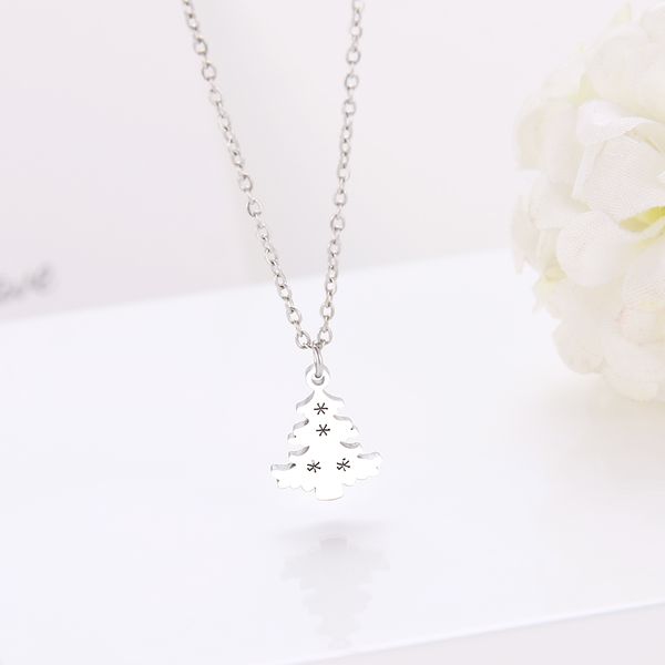 

high-quality stainless steel necklaces exquisite christmas tree pendant gold and silver color pendant necklace engagement jewelry wedding