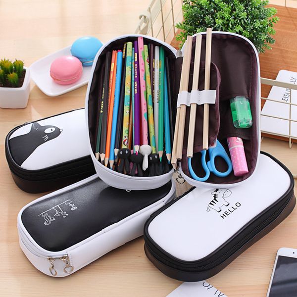 

korea multifunction school pencil case & bags large capacity pu pen box for boy girl kids gift stationery school office supplies