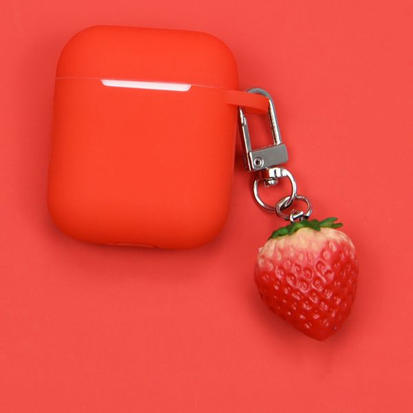 

silicone case for airpods with fruit keychain strawberry orange luxury designer protective cover for apple earphones accessories