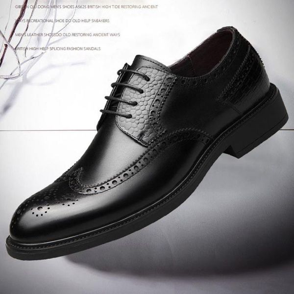 

mens brogues oxford wingtip genuine leather dress shoes italian men formal wedding shoe office british business suit shoes black