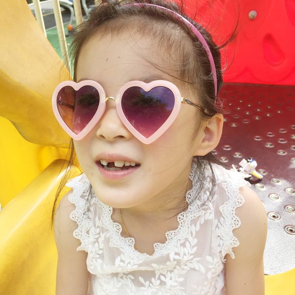 

mirror lens cute heart kids sun glasses child uv protection sunglasses baby girl kids oculos de sol lovely children glasses n661, Blue