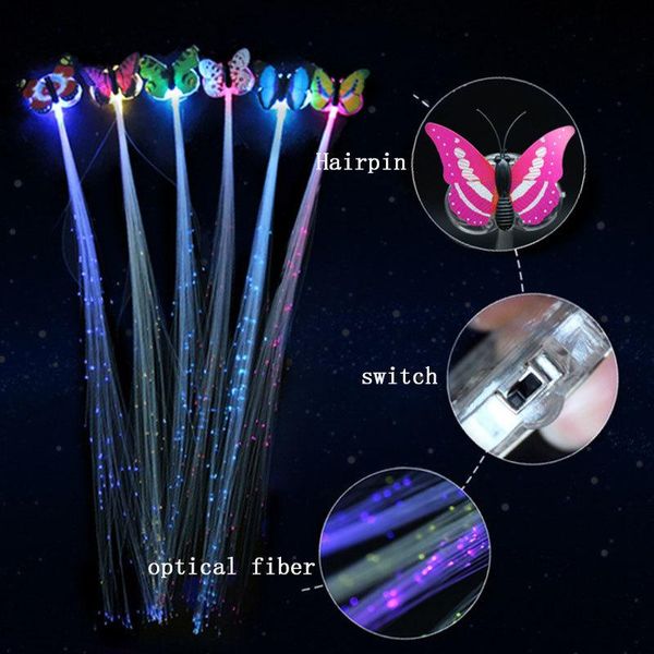 

toy led flashing hair braid glowing luminescent hairpin hair ornament girls led novetly toys new year party christmas vznxs, Black;brown