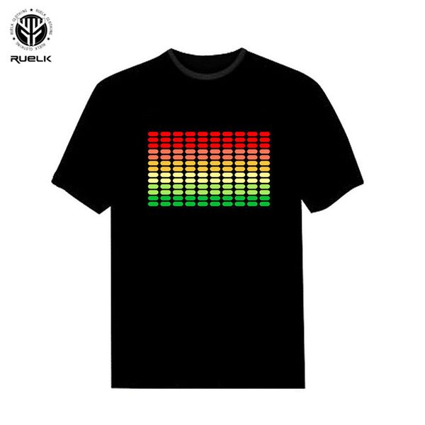 

ruelk 2018 sale sound activated led t shirt light up and down flashing equalizer el t-shirt men for rock disco party dj t shirt, White;black