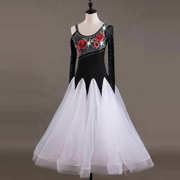 

бальные танцевальные платья с длинным рукавом фокстрот вышивка белые женщины этап вальс бальное платье фиолетовый сирень mq050, Black;red