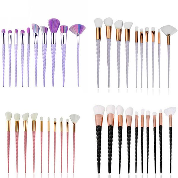 

10 pcs/set makeup brushes the fan unicorn brushes makeup tools dhl shipping