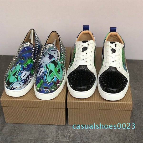 

designer shoes luxury men women red bottom sneakers version multi colors junior spikes orlato trainers men wedding party shoes c23, Black