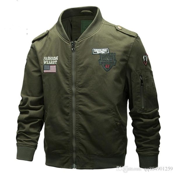 

mens 2020 luxury designer clothes us military uniform short beige collar multi-pocket shirt zipper jacket large mens designer jackets
