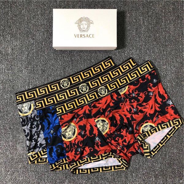 

brand mens boxer shorts 2019 men's underwear line cotton breathable elastic boxerunder panties for man v2 versace, Black;white
