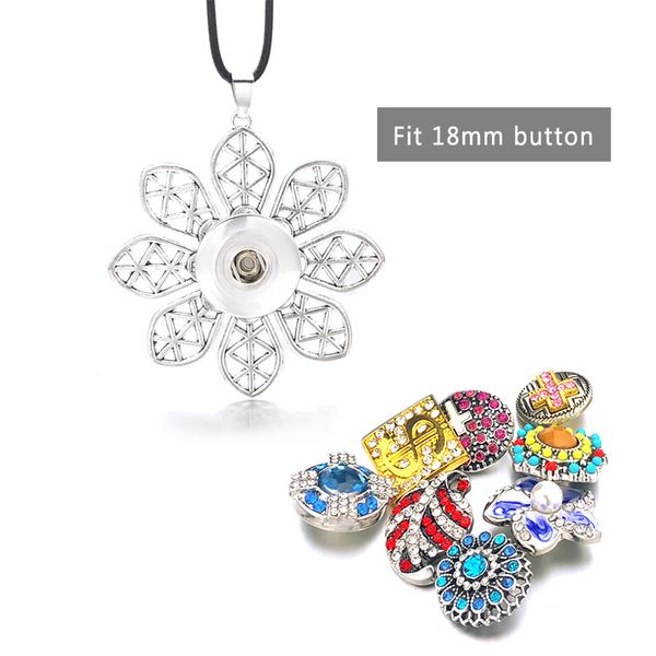 

новая мода сменный металл цветок имбирь кристалл ожерелье 033 fit 12 мм 18 мм оснастки кнопку ожерелье шарм ювелирные изделия для женщин под, Silver