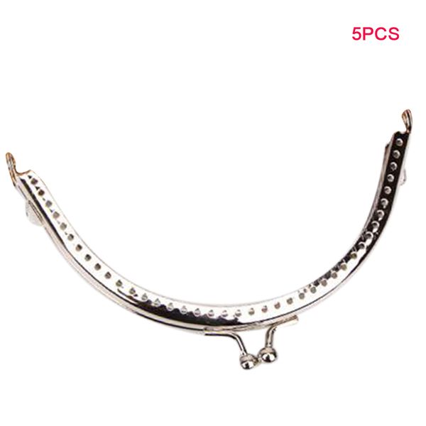 

5pcs cluth sewing purse frame accessories lock plating durable bags for wallet making diy handbag metal handle kiss clasp craft, Black