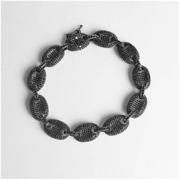 

fashion jewelry bracelet for friends hip-hop rock cubic zirconia customizable size couple men's bracelet, Black