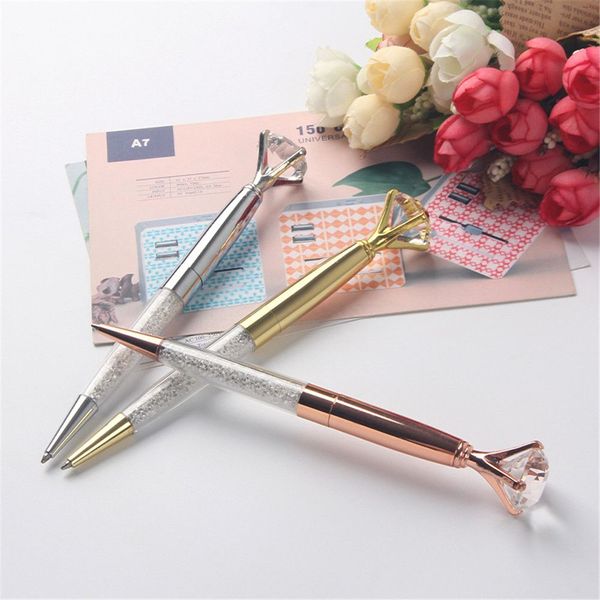 

1pc luxury diamond ballpoint pen kawaii stationery kids praise gifts crystal signature pens stationery office writing supplies, Blue;orange