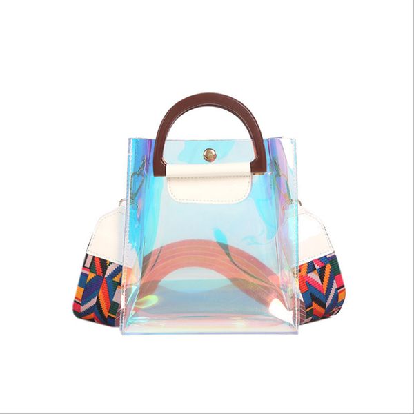

new women pvc transparent bag jelly handbags wide shoulder pack bag small crossbody bags for ladies messenger bags fashion