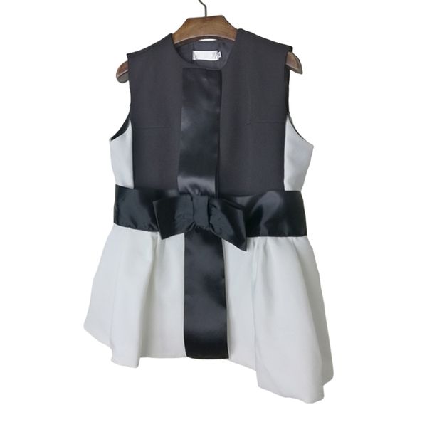 

han edition spring and summer new stitching super show thin bowknot minus age temperament dress waistcoat jacket, Black;white
