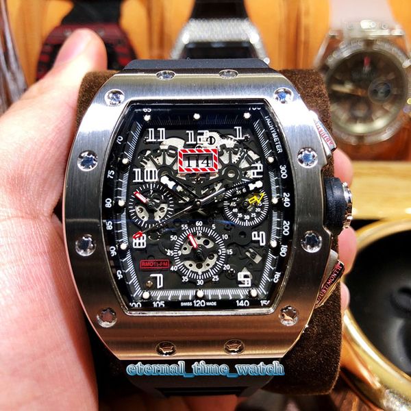 

rm 011 skeleton big date dial asian 2813 automatic movement rm011 mens watch 316l stainless steel case rubber strap sport watch, Slivery;brown