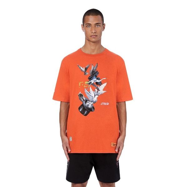 

18SS цапля Престон фокусник Голубь лето высокое качество мода tee негабаритных кран