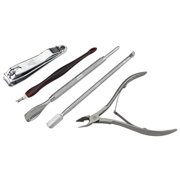 

5 pcs/set stainless steel manicure tools kit nails clipper cutter tweezer scissor cuticle pusher nail care tool jiu55