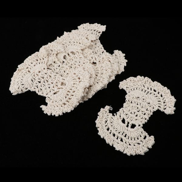 

6x handmade crochet handle lace table basket ornament furniture decoration