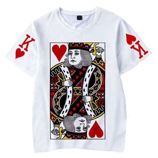 

summer fashion t-shirt short-sleeved streetwear printed poker boy casual t-shirt men and women 3d 2020 brand design 3d tees, White;black