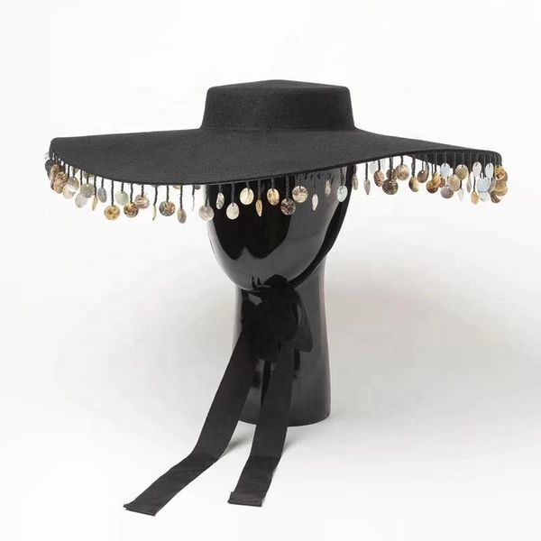 

2020 vintage large brim felt hat for ladies occassion