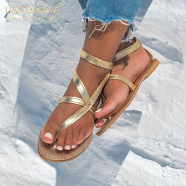 

lapolaka fashion large size 46 buckle strap summer sandals woman shoes casual concise dropship shoes women sandals, Black