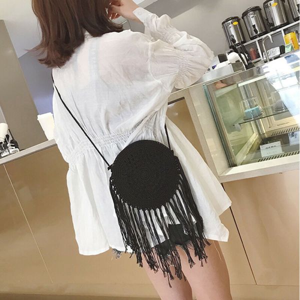 

tassel crossbody bag for women woven rattan straw handbag messenger bags
