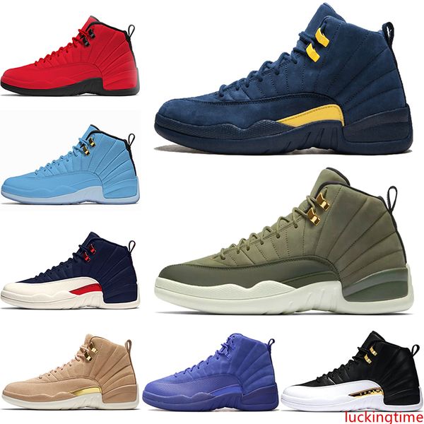 

12 men basketball shoes 12s wings class of 2003 michigan bulls university blue college navy designer trainer sport sneaker discount online