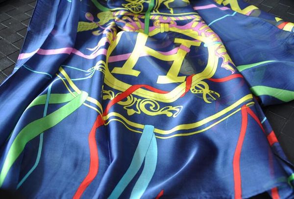 

design pink leopard hijab wes carf women silk scarfs foulard square head wraps new fashion shawguc‍ci, Blue;gray