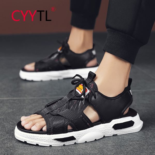 

cyytl summer men sandals outdoor beach platform comfortable open toe shoes breathable water casual slippers sandale homme, Black