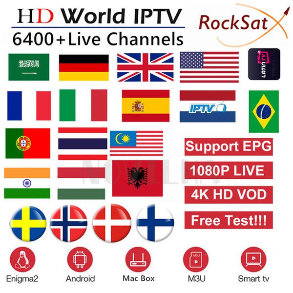 

1 год Rocksat IPTV Европа / Испания / Великобритания / Французский / Арабский / Италия Vod-Fr6