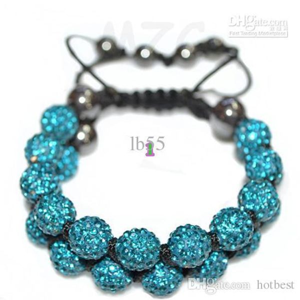 

10mm blue rhinestone crystal crystal ball bead bracelet.disco wholesale . q83, Black