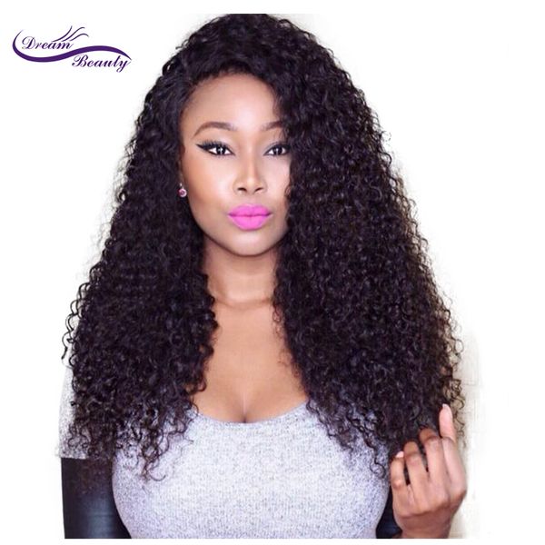 

dream beauty curly lace wig 130% density brazilian remy lace front human hair wigs for black women pre plucked with baby hair