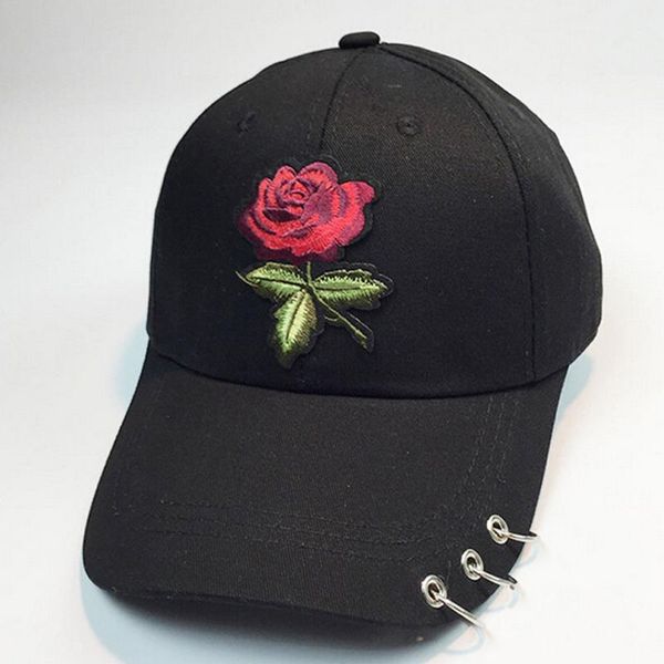

casual women summer baseball cap flower embroidery hat cap pink black white colors snapback hats