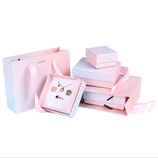 

2019 new 1pcs pink blue different size pearlescent paper box for earring/ring /bracelet/necklace jewelry box bag/box a1