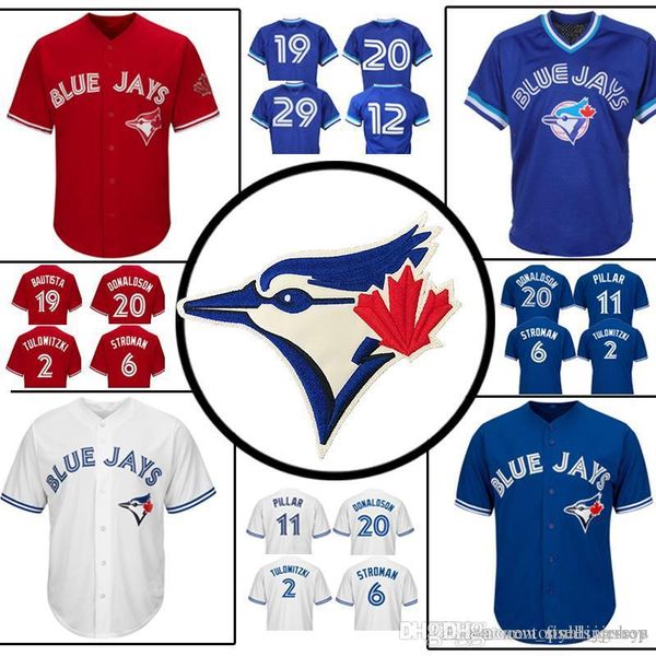 

Blue Jays Jersey Toronto Jose Bautista 29 Joe Carter 2 20 12 Roberto Alomar 6 Marcus Stroman 11 Kevin Pillar Baseball Jersey