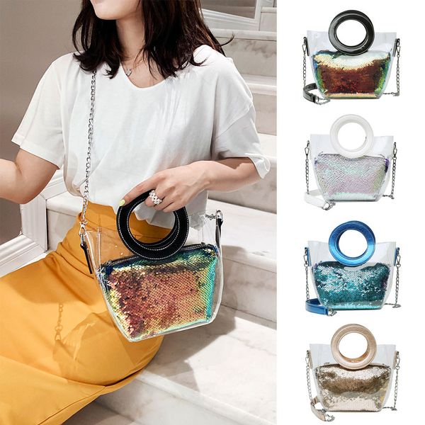 

fashion women sequins leather crossbody bag waterproof beach bag messenger