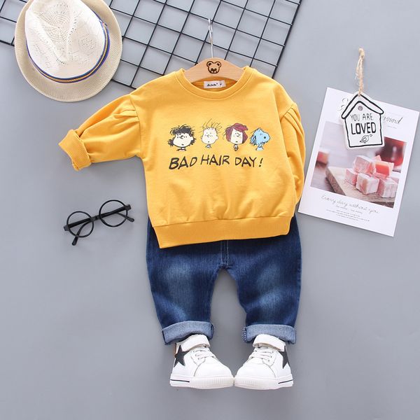 

2020 new baby boy charlie 3 person and puppy print long sleeve 2 piece set boy clothes children's spring and autumn 1-4 yrs, White