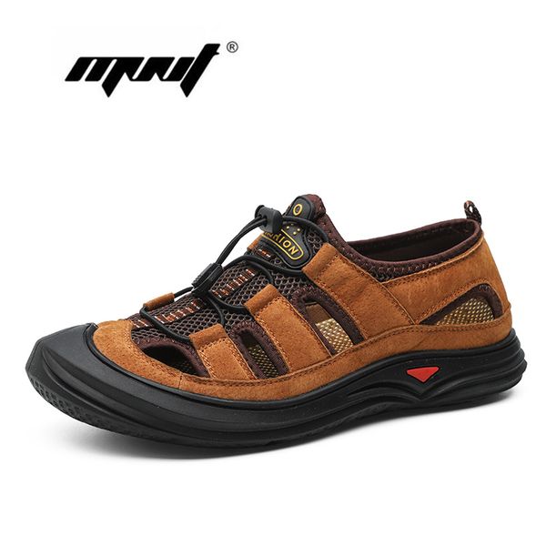 

plus size men sandals genuine leather casual shoes men roman style beach sandals summer shoes, Black