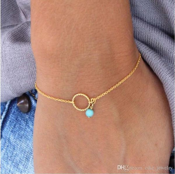 

ring and stone bead pendant fashion gold color with metal plated chain for women girls bracelet, Black