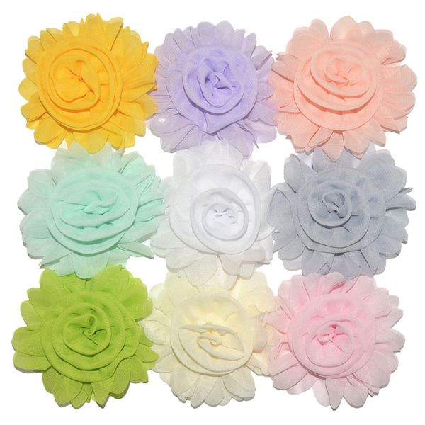 

40pcs/lot 7cm chiffon flower fabric flowers for headband diy hair accessories lsfb073