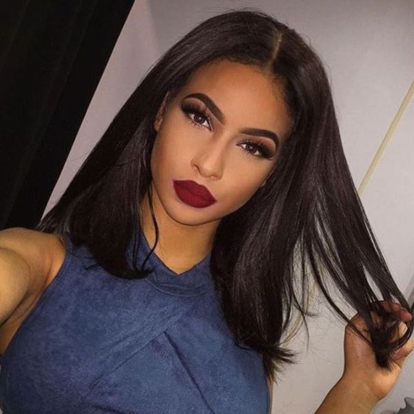Top Quality Silky Straight Wig Simulation Human Hair Wig Black