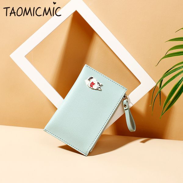 

yue qian kay korean-style pu zip coin purse simple women's short wallet cartoon cute mini wallet, Black