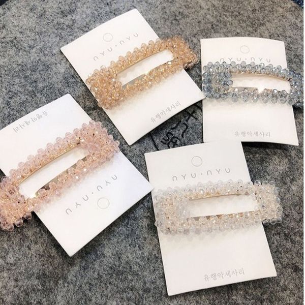 

1pc bling rectangle crystal hairpins headwear women girls rhinestone hair clips pins barrette styling tools accessories