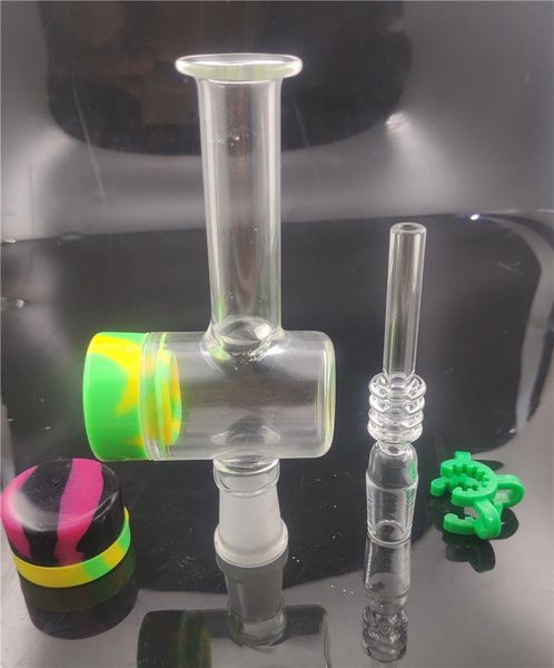 

Glass bong with 14mm 18mm Quartz nail Tips Keck Clip Silicone Container Reclaimer oil burner pipe