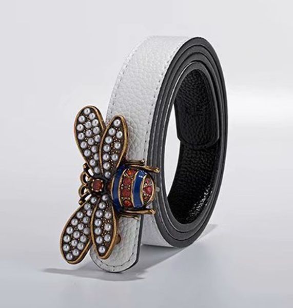 

2020 womens designer belts fashion leather straps print letter luxury brand designer belts female big bee buckle, Black;brown