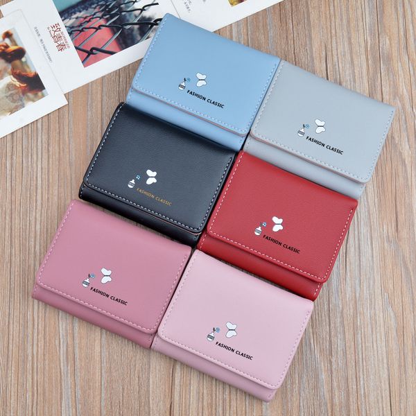 

women's wallet female short section three fold cover wallet japanese and korean new 2019 multi-function folding purse, Silver