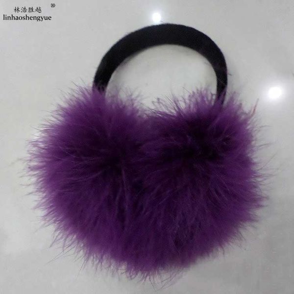 

linhaoshengyue the ostrich fur earmuffs, Blue;gray