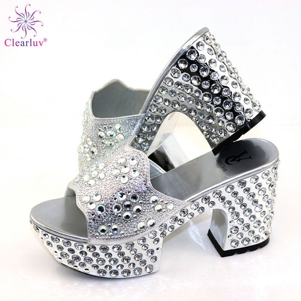 

fashion african pointed toe shoes decorated with rhinestone ladies shoes summer slippers good quality womens dress sandals 2020, Black