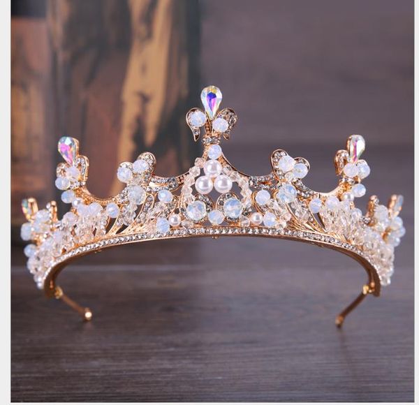 

new korean wedding dress accessories elegant fashion bridal crown, Slivery;golden